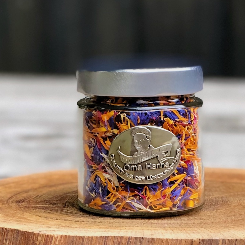 Essbarer Blütenmix aus Ringelblume und Kornblume im Glas kaufen